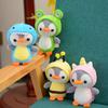 Animais de Pelúcia Fofos Pinguim Boneco Chaveiro Brinquedo de Pelúcia Pinguim Pequeno se Transforma em Dinossauro Sapo Boneco Chaveiro Pingente de Bolsa Presente