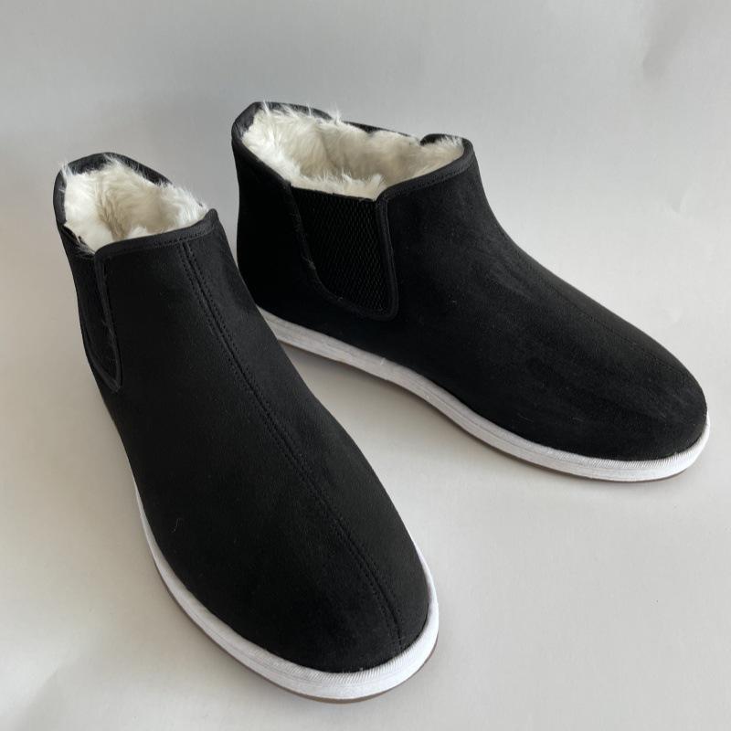 

Мужские зимние ботинки 2025 с флисовой подкладкой: Теплая, Удобная, Повседневная обувь для людей среднего и пожилого возраста 44 чёрный