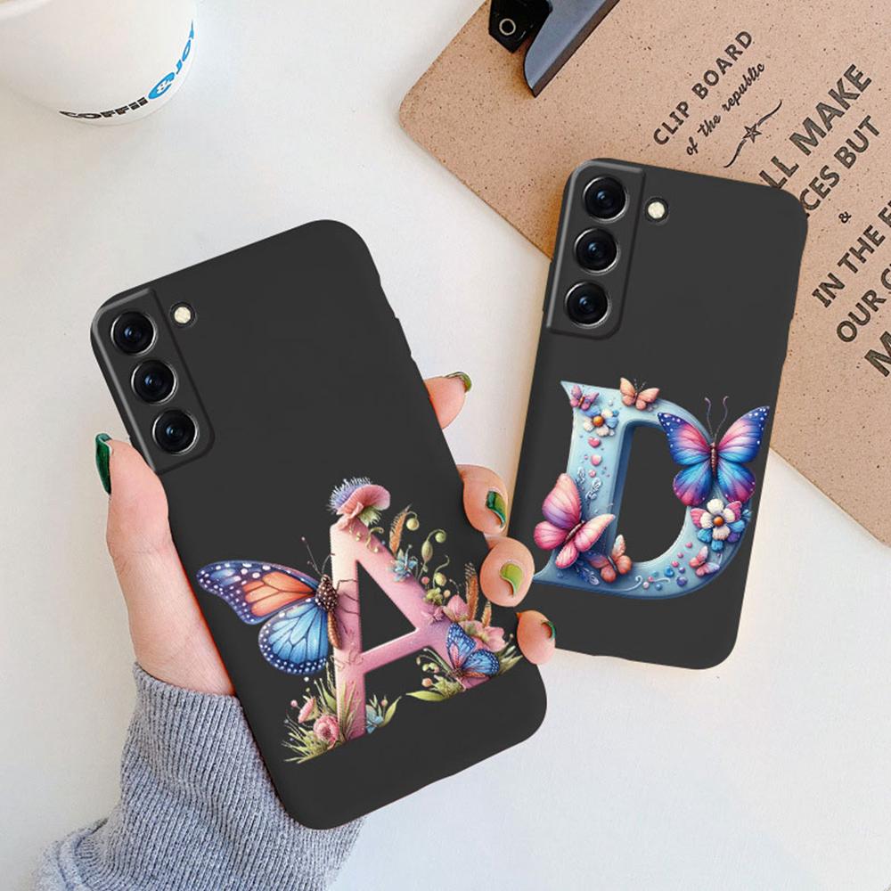 Phone Case Women For Samsung Galaxy S21 FE S22 Plus Girls Bumper Cover Colorful Letter Flower Butterfly Love samsang s22 Ultra