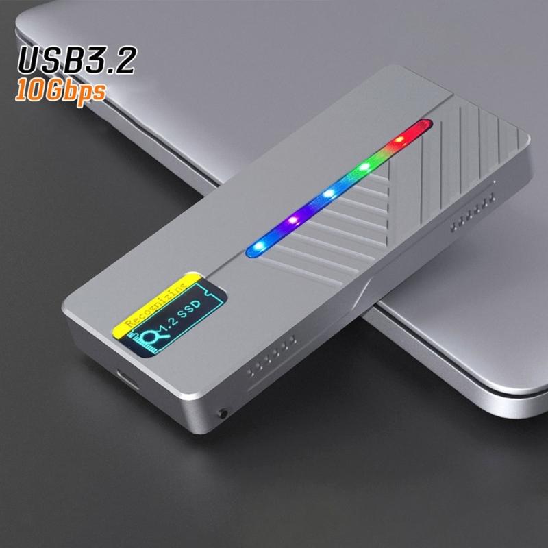 Корпус для твердотельного накопителя Intelligent Display M.2 NVMe/SATA с поддержкой USB3.2 10 Гбит/с и корпусом из алюминиевого сплава на 4 ТБ