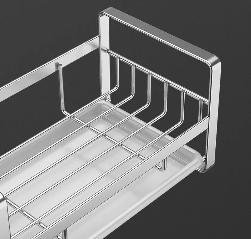 Égouttoir d'évier de cuisine en acier inoxydable, organiseur de rangement pour éponges, savon à vaisselle, étagère, organisateur de cuisine, accessoires de salle de bain