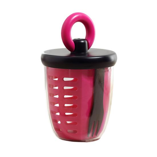 Portable Fruit Salad Container with Fork 650ml Leak-Proof BPA-Free Lunch Box with Strainer Double-Layer Lunchbox for Work Picnic Travel