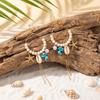 Mermaidcore Ocean Charm Hoop Earrings for Women Starfish Shell Imitation Pearl Turquoise Stone Dangle Summer Beach Jewelry