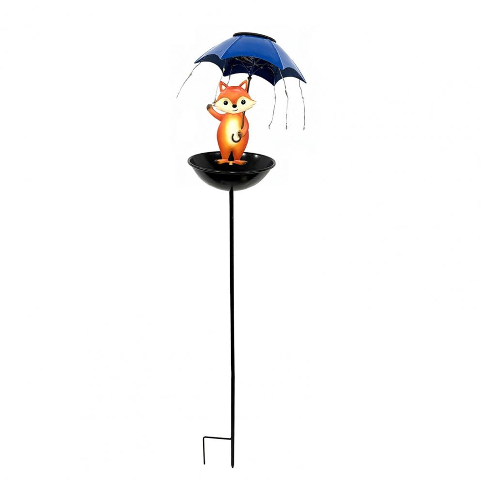Solar Bird Feeder Stake with Light-Outdoor Garden Yard Decor, Umbrella-Shielded, 3-in-1 Bird Bath, Watering & Feeding Station