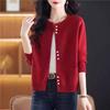 Round-neck Sweater Cardigan for Women Loose Long-sleeved Knitted Cardigan Coat Solid-color Short Knitted Coat