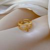 Real Gold Electroplated Opening Double-Layer Women'S Fashion Slightly Inlaid Light Luxury Ring Index Finger Ring, The Same Cold Wind