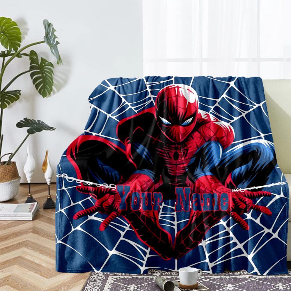 Custom Name Spider Man Theme Printed Blanket - Perfect for Couch, Bed, Travel & Outdoor Use | Machine Washable, Cozy & Durable.