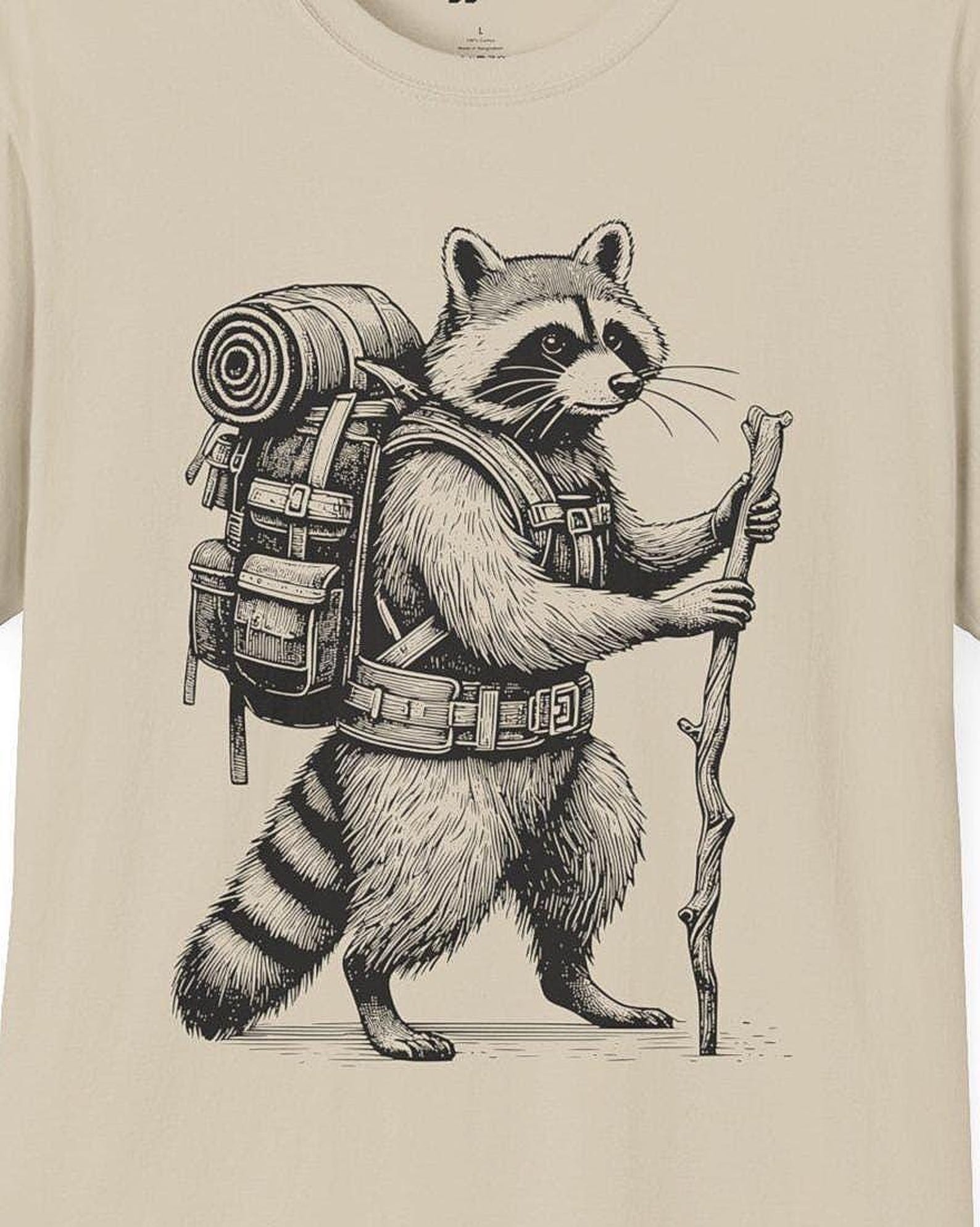 Adventurous Raccoon Hiking T-Shirt - Nature Lover Gift 3XL