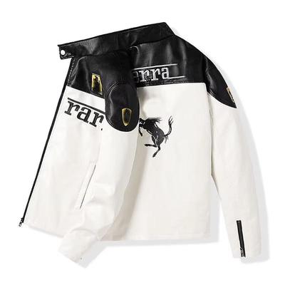F1 Racing PU Leather Embroidered Jacket - Men's Trendy Motorcycle & Baseball Style