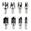 2025+ 8Pcs 5/8In 1/2In 3/8In 1/4In Wood Plug Cutter Straight and Taper Claw Drill Bit Set Woodworking Hole Saw Cutting Tool
