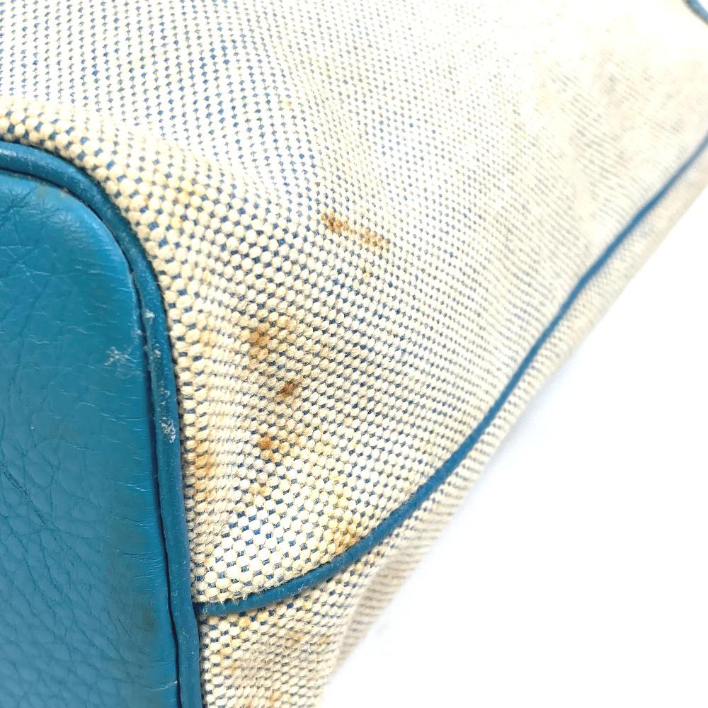Hermes Shoulder Bag Jardine PM Tote Bag ToileH / Taurillon Clemence Blue/natural
