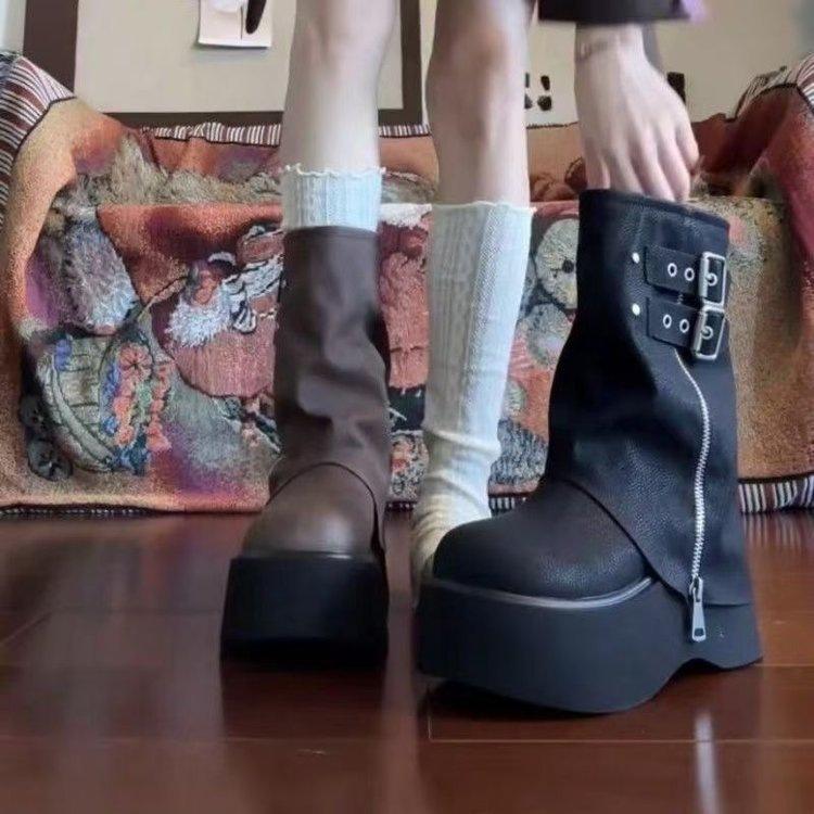 Nischen-Plateau-Stiefel zur Absatzsteigerung, modisches Design, Herbst, schöner Trend, Stiefel mit Hosenrohr