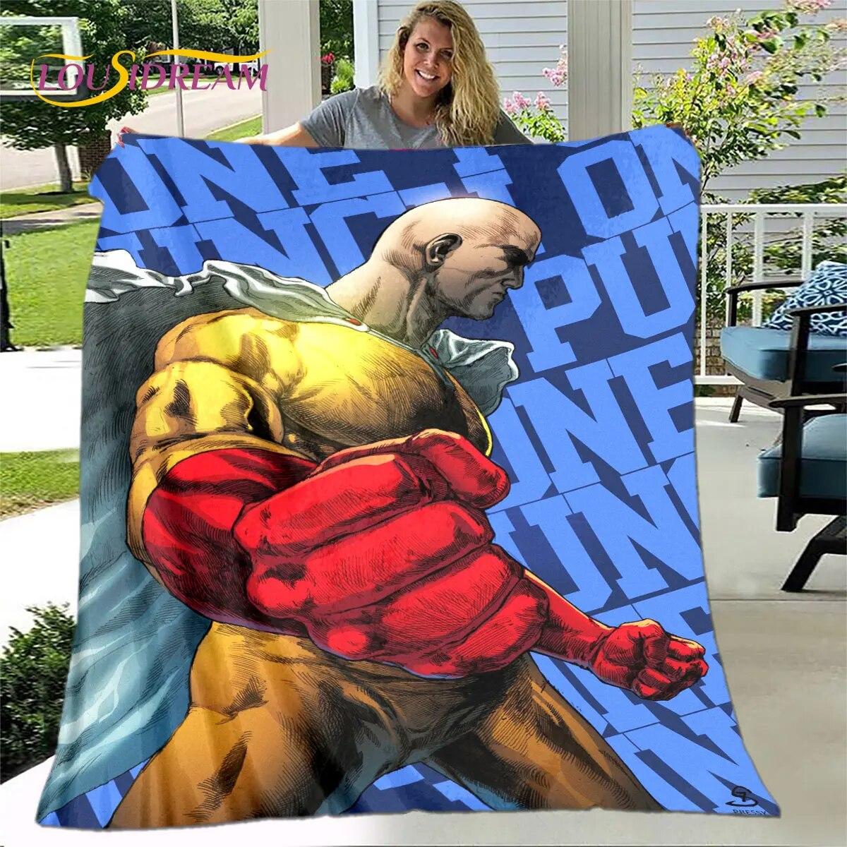 

Мягкое плюшевое одеяло с рисунком аниме ONE PUNCH MAN, фланелевое одеяло, одеяло для гостиной, спальни, кровати, дивана, чехол для пикника, детское одеяло