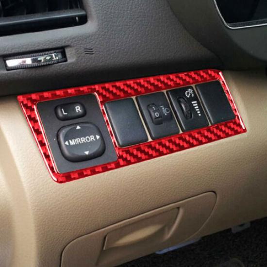 Carbon Fiber Red Function Control Button Frame Decor For Toyota Highlander 08-13