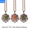 European and American retro personalized fashion hollow lace natural crystal stone water drop pendant green aventurine necklace jewelry