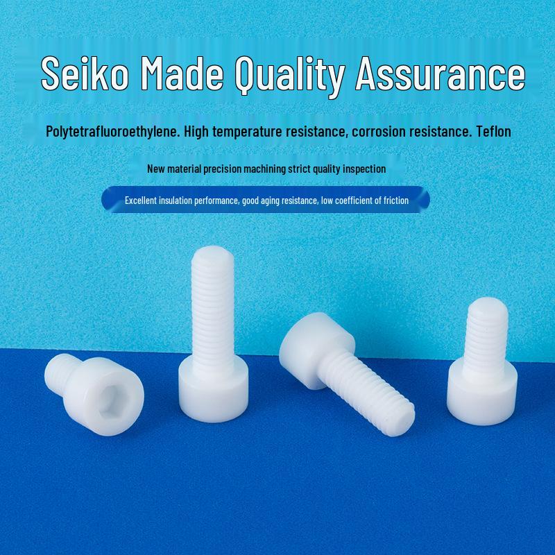 PTFE Teflon Säure- & Alkalibeständiger Sechskant-Zylinderkopf-Isolierschraubenbolzen M5/M6