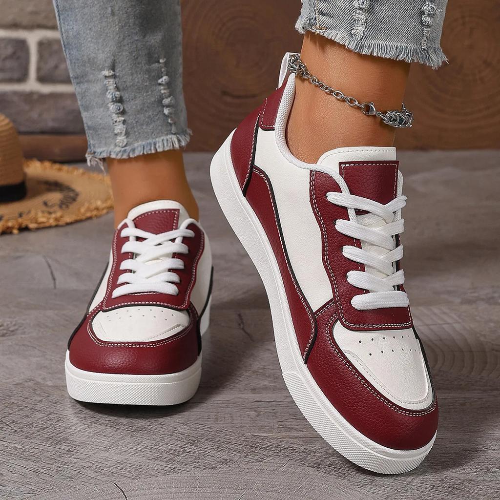 Fashion Womens Walking Shoes Platform Soles Skateboard Shoe Comfortable Fashion Women Tennis Sneakers Color-blocked