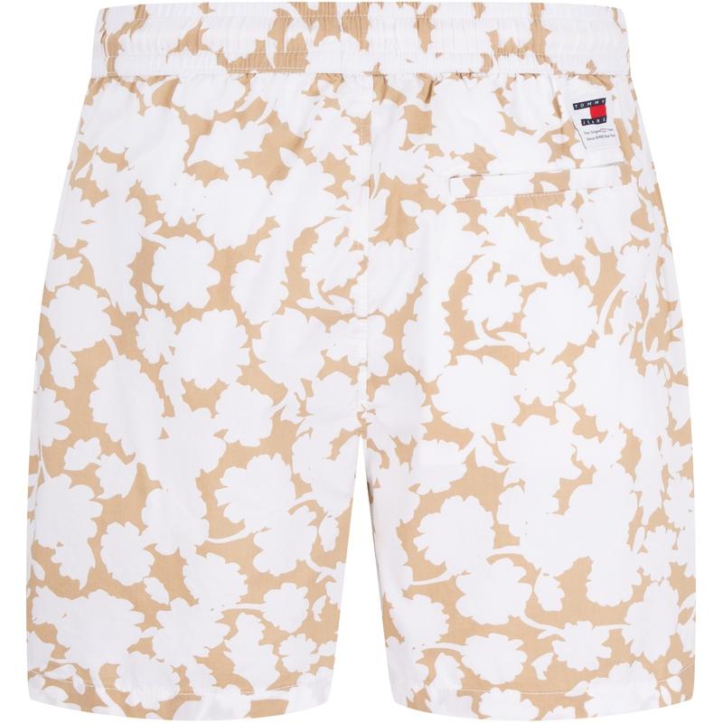 Tommy Hilfiger Cotton Beach Vacation Style Printed Drawstring Waist Fitted Straight Leg Sports Casual Shorts Men shorts White Khaki DM0DM18805