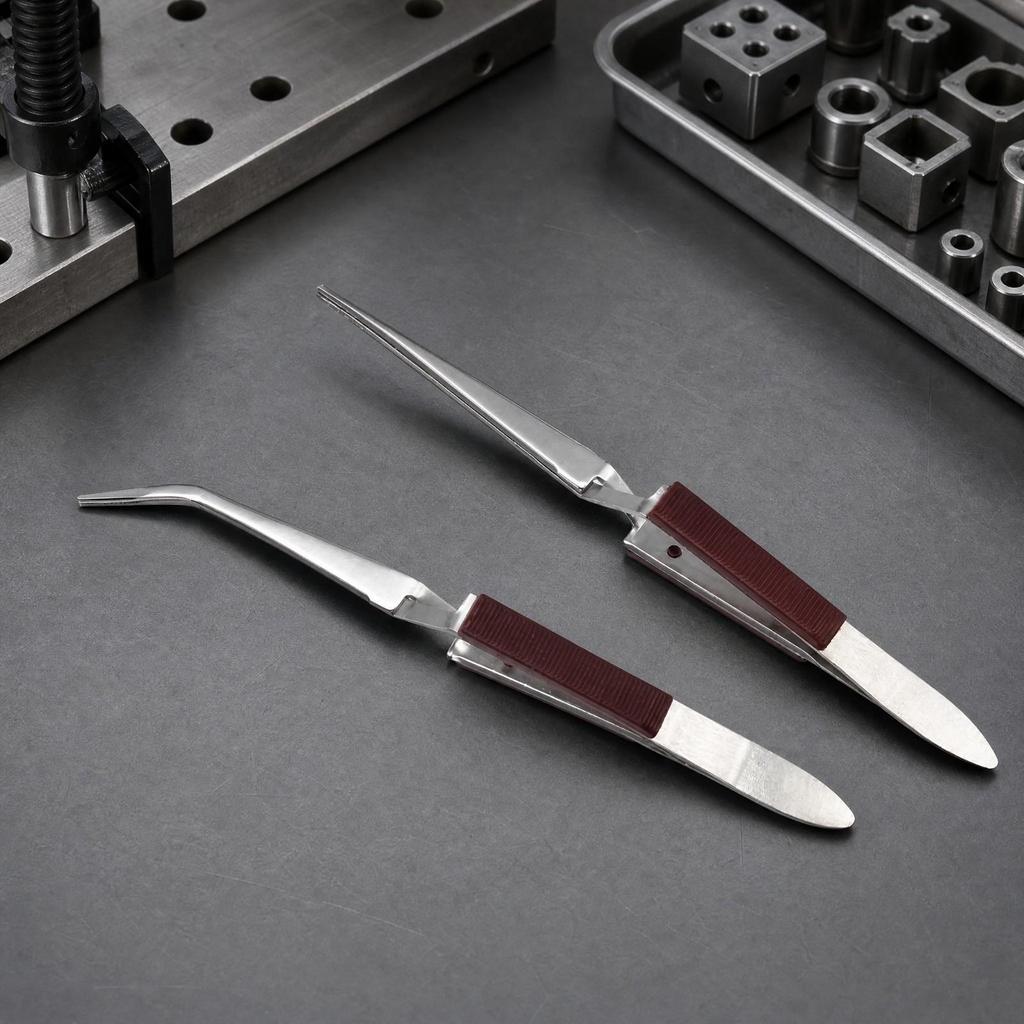 2 Pieces Rebound Clamp Tweezer Easy-Grip for Model Making