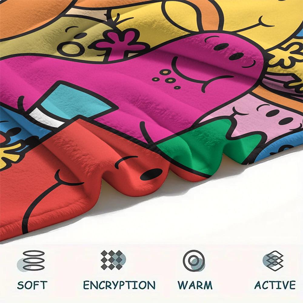 Mr. Men Little Miss  Print Flannel Blanket, High Quality Comfortable for All Seasons, Home Decor, Warmth and Comfort