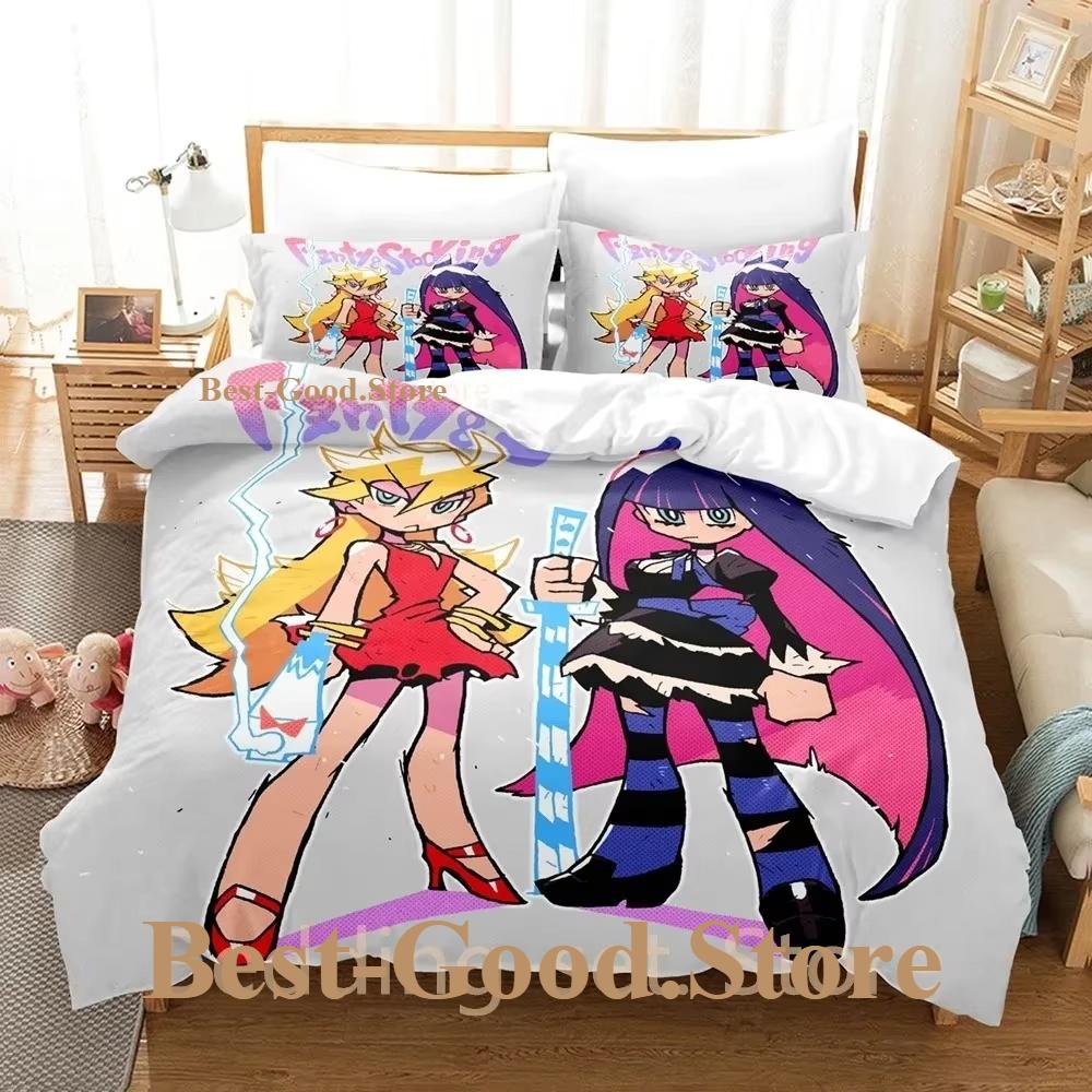 Panty And Stocking Bedding Set Single Twin Full Queen King Size Bed Set Adult Kid Bedroom Duvetcover Sets 3D Anime Bed Sheet Set