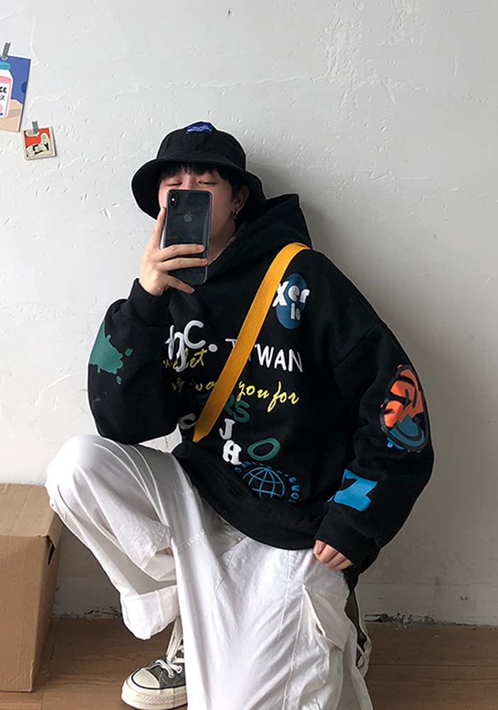 Long Sleeve Hoodie with Back Loose Plus Hip Korean Size 3XL [foveitaa] Men's Print, Fit, Casual, Stylish, Sizes, Hop, Popular, Style, Fall/Winter