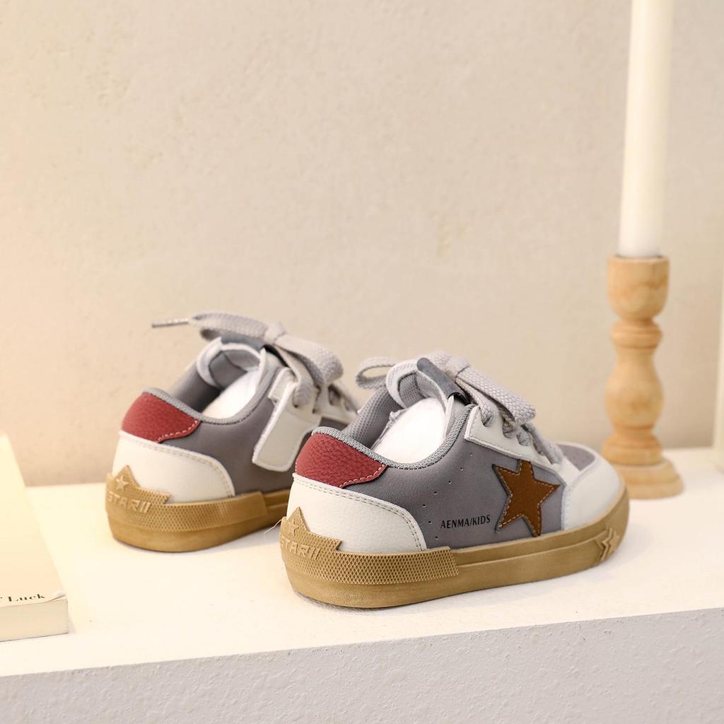 Kids' Genuine Leather Skate Shoes 2025: New Spring/Autumn Style with Star Design for Boys and Girls