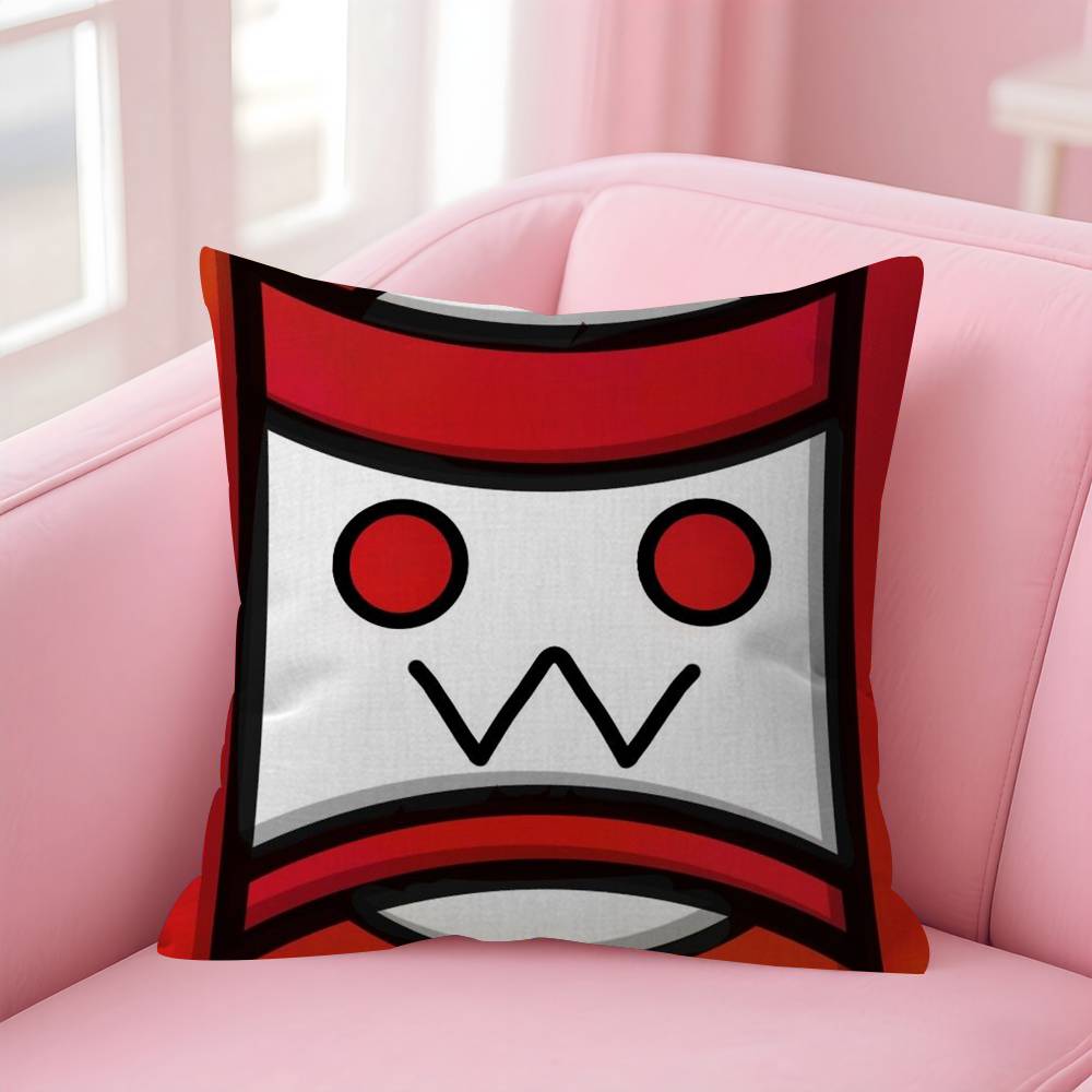 Game Geometry Cartoon Dash Pillow Cover Design Cushion Cover Decor Holiday Decorati