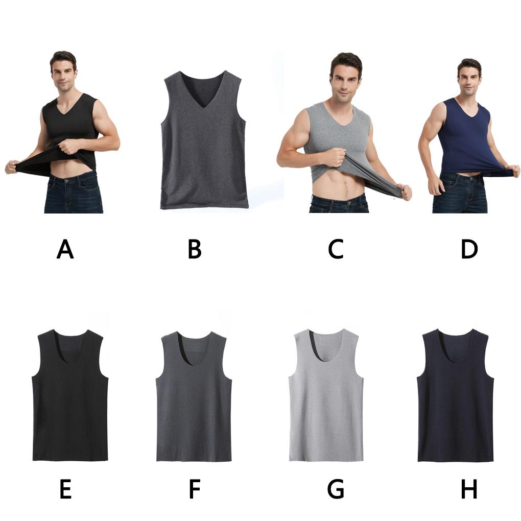Men Thermal Vest Warm Fashion Basic Top Fitness Exercise Bottoming Baselayer Sleeveless Underwear Elastic Comfortable