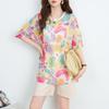 DIMANAF 2026 Plus Size Summer Women T-Shirts Casual Lady Tops Tunic Tees Shirt Beach Oversize Loose Floral Print Knitted