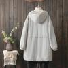 2025 Fall/Winter Plus Size Cotton Linen Hooded Mid-Length Coat - Thick Warm Artistic Outerwear
