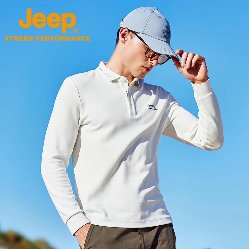 JEEP Men s Jacquard Long Sleeve Polo Shirt L