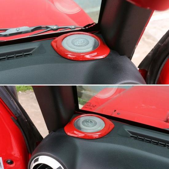 Fit For Jeep Wrangler JK 2015-2018 ABS Red Dashboard Speaker Cover Trim 2PCS