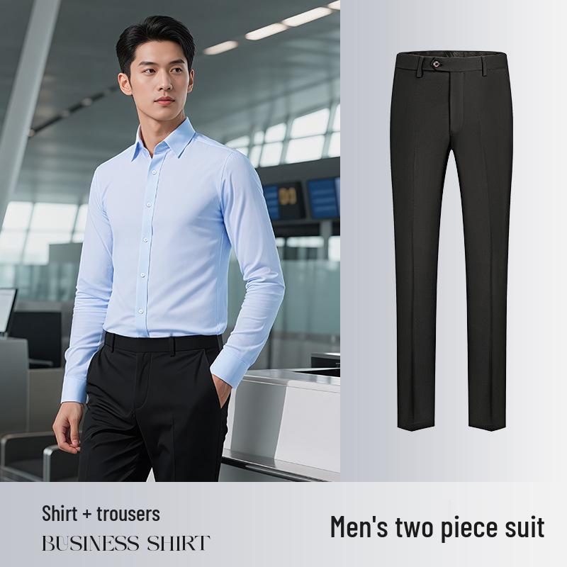 Unisex bügelfreies Baumwoll-Stretch Langarmhemd für professionelle Business-Kleidung