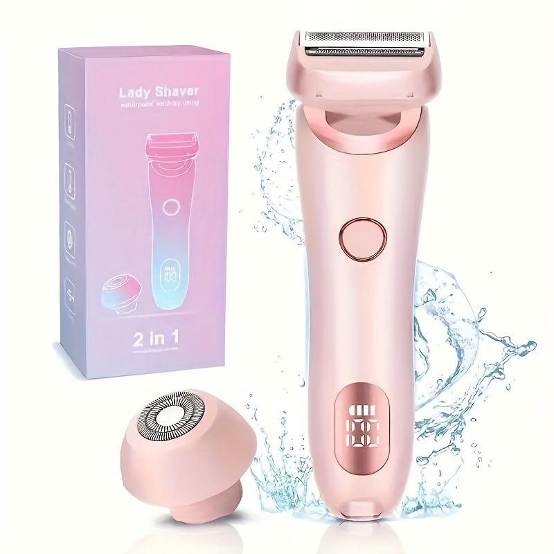 2 in 1 Tragbarer Elektrischer Damenrasierer IPX7 Wasserdicht Schmerzloser Bikini-Trimmer Haarentfernungsrasierer für Frauen