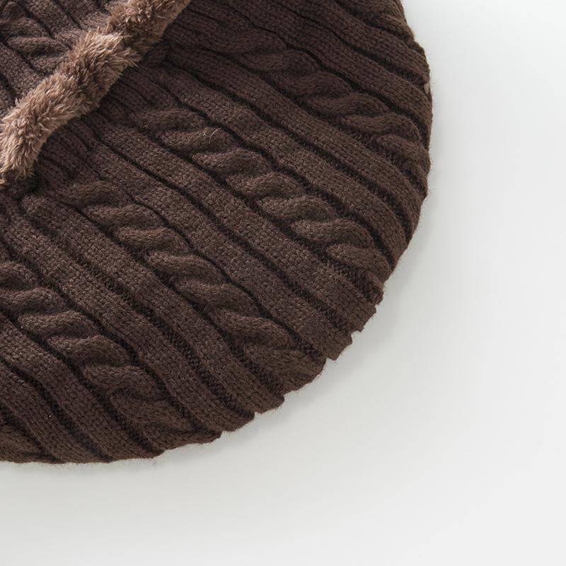 Pull tricoté en peluche pour femmes, pâte frite torsadée, écharpe une pièce, chapeaux d'oreilles en laine, hiver