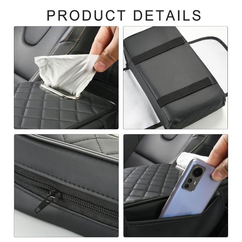 Praktisches Auto-Armlehnenpolster mit integriertem Taschentuchspender & Aufbewahrungslösung Leder-Armlehne für den täglichen Komfort