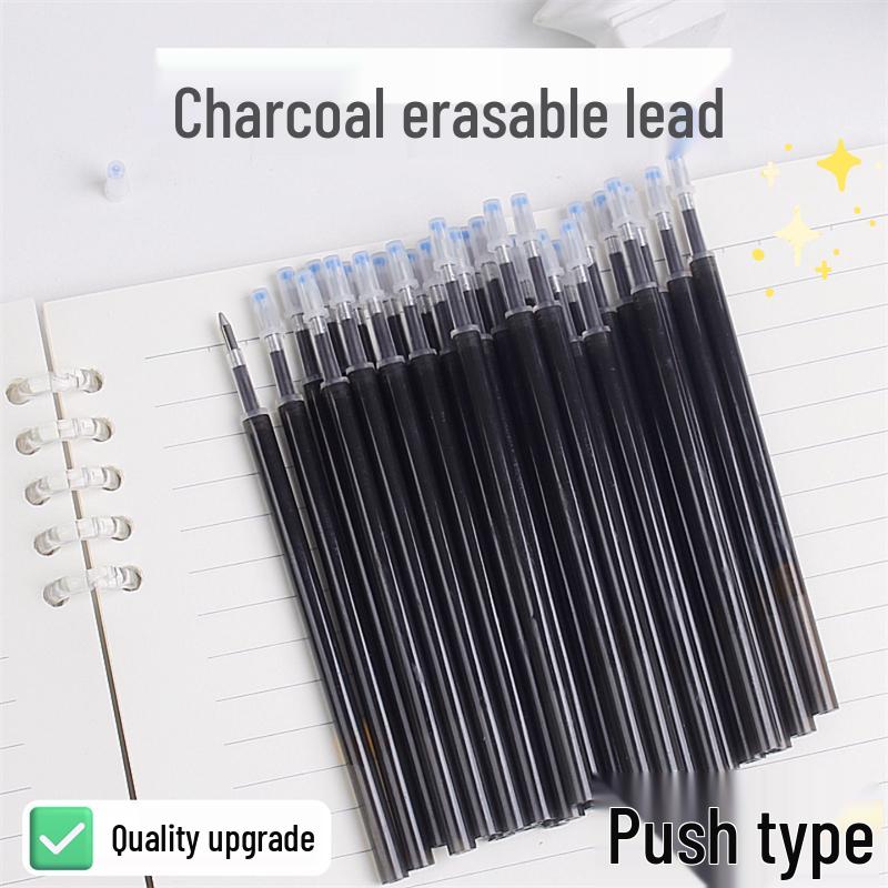 Moresable Druckkugelschreiber-Minen, Radierbar, Drucktyp, Kristallblau & Karbonschwarz, 20/50er-Packs für Schüler