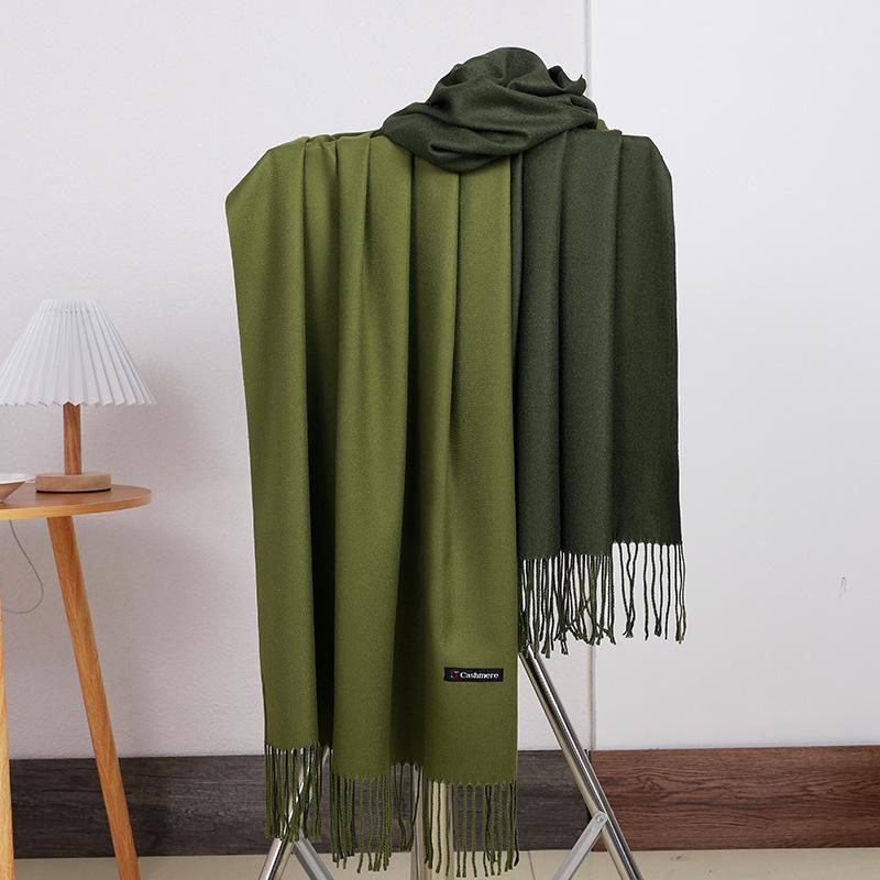 Double-sided Two-color Scarf for Women Autumn and Winter High End New Wool Scarf Shawl Imitation Cashmere Scarf