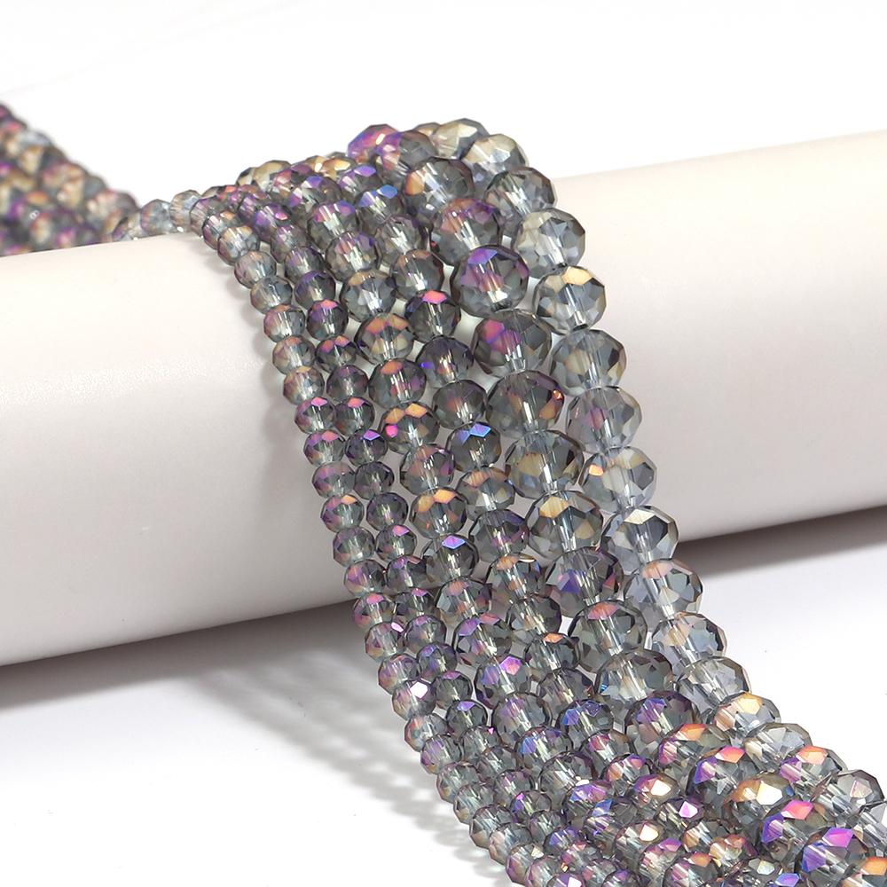 4/6/8mm Transparent Purple Faceted Crystal Beads Abacus Glass Loose Beads For Jewelry Making DIY Bracelet Necklace Accessories