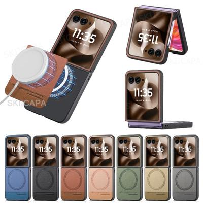 Cover Magnetica Antiurto in Pelle Magsafe Per Motorola Razr Ultra 2025 Razr + 2024 Razr 60 50 Ultra Ricarica Wireless Cover Opaca