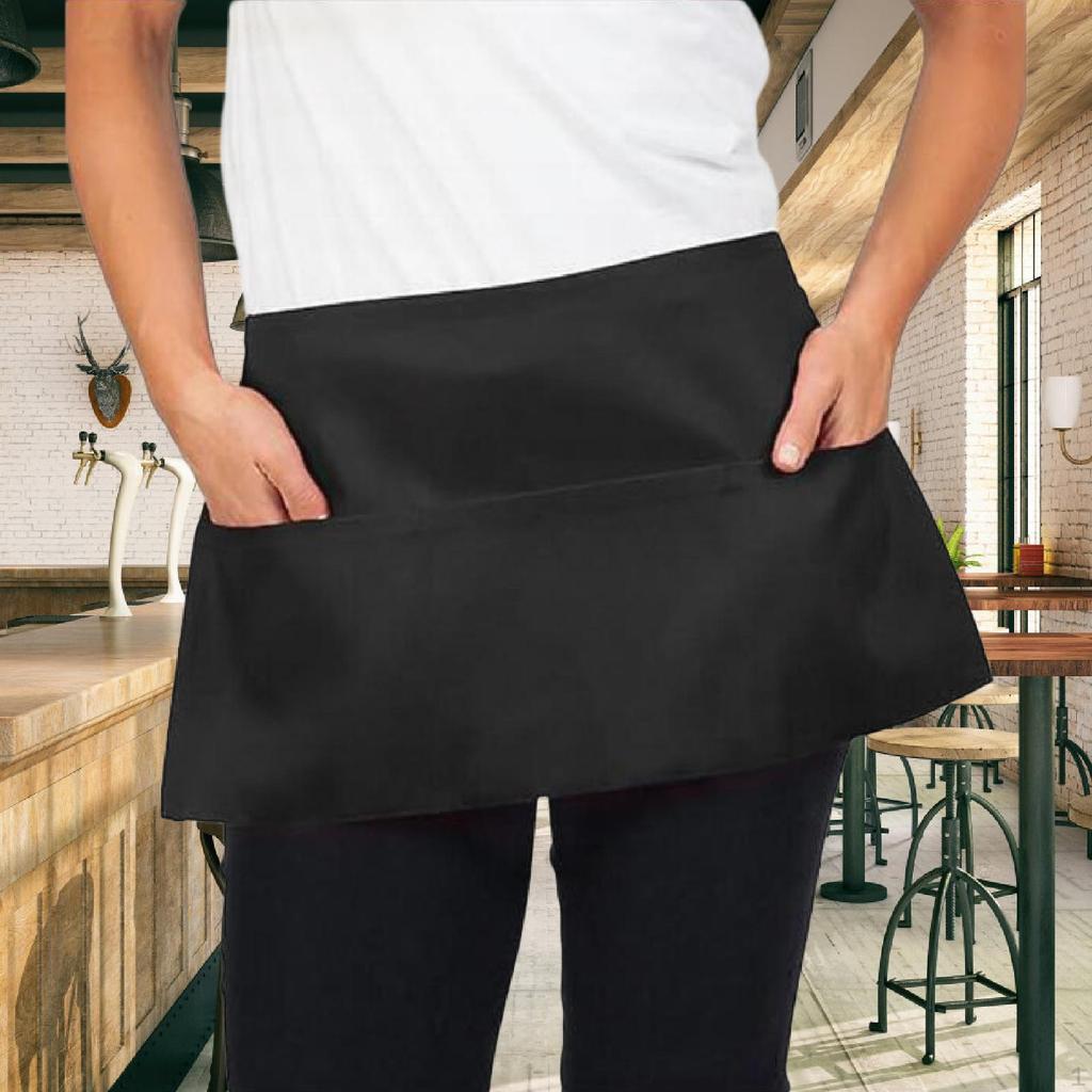 Waitress Waist Apron Half Chef Multifunctional Adults Lightweight Short with Pockets for Home