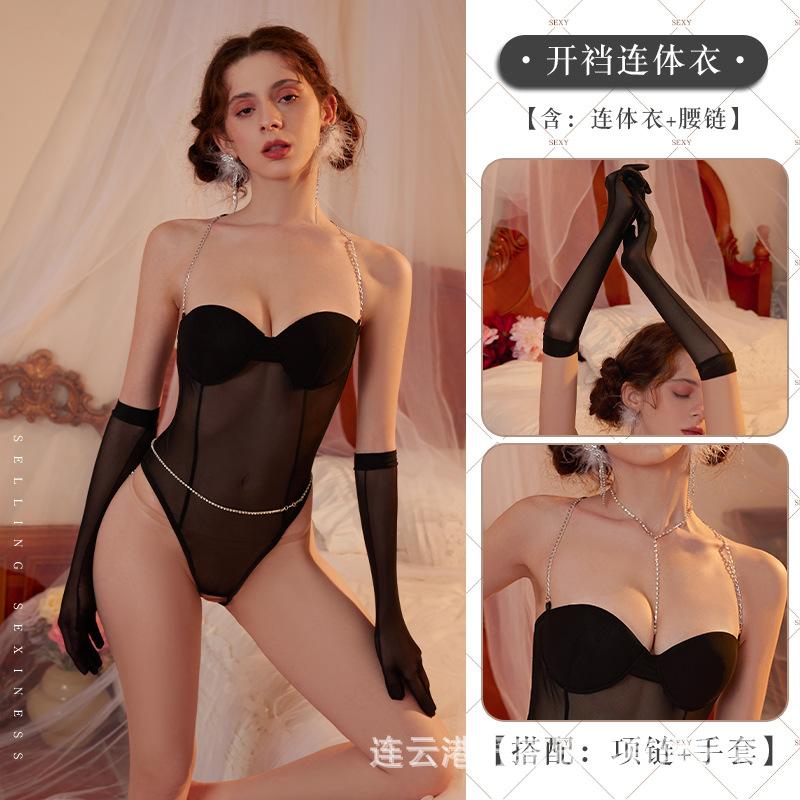 Sexy Lingerie Sexy Temptation Onesie Women Open Crotch Passion Perspective Hot Slim Fit
