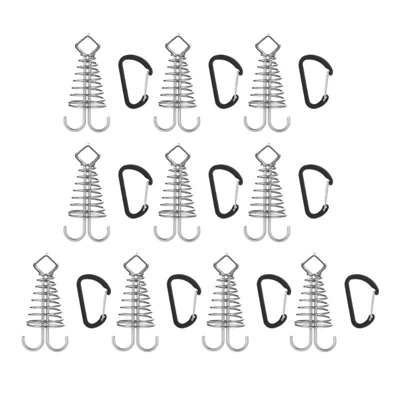 

10Pcs Deck Anchors Peg with Spring Buckle Windproofs Octopuses Tent Stake Wind Rope Anchors Easy Installation чорний