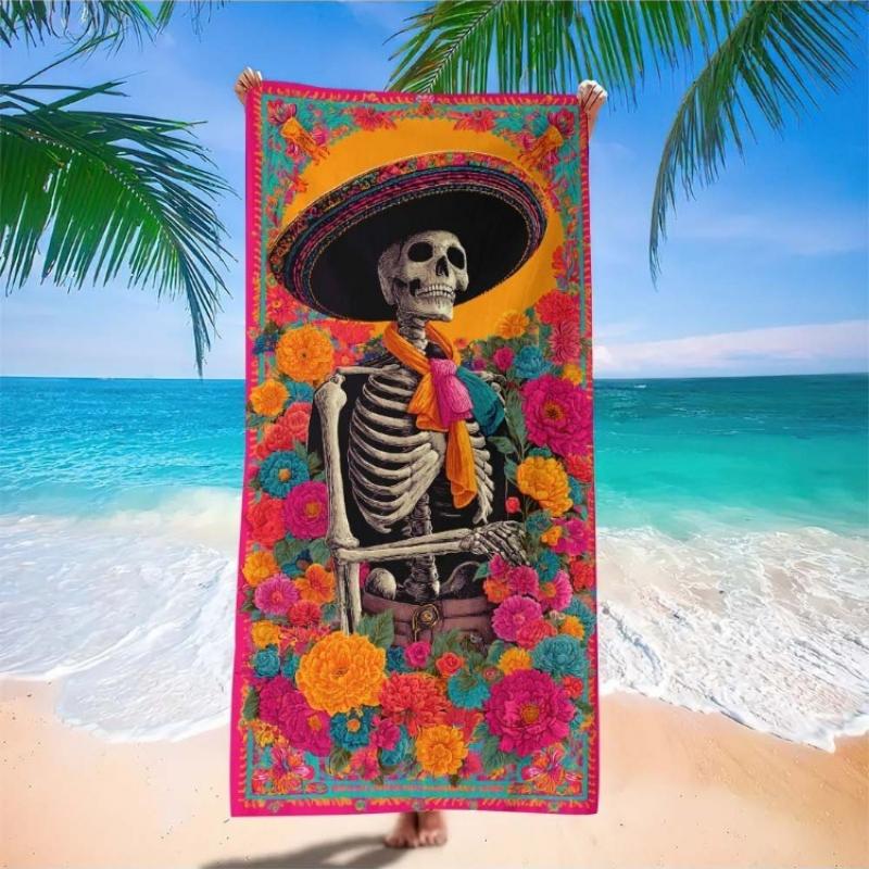 

1pc Large Mexican Blanket Suitable for - Oversized Luxury Microfiber Shawl, Tropical Beach Towel, Surf Wrap - Authentic Mexican W40*H60(CM)