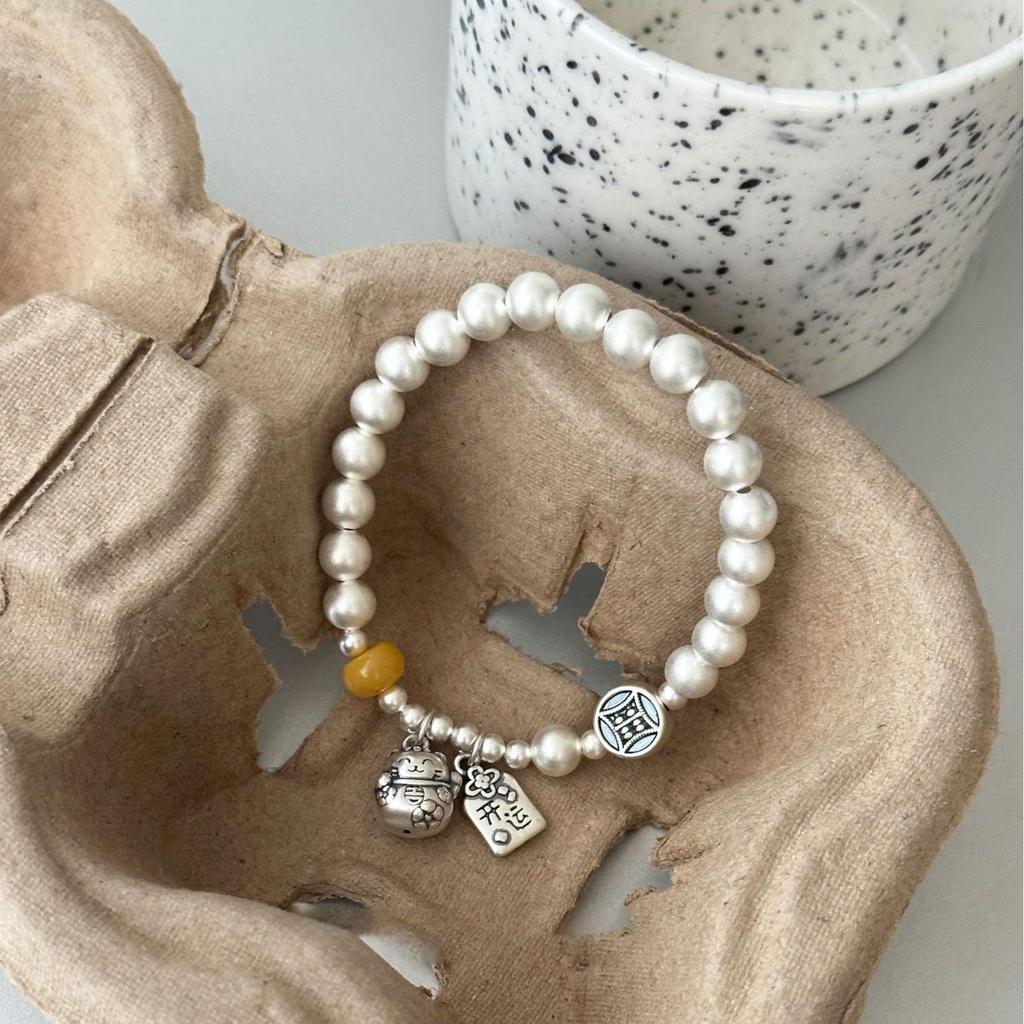 Bracciale Gatto Cinese Retrò: Design alla moda e versatile a moneta di rame per donna