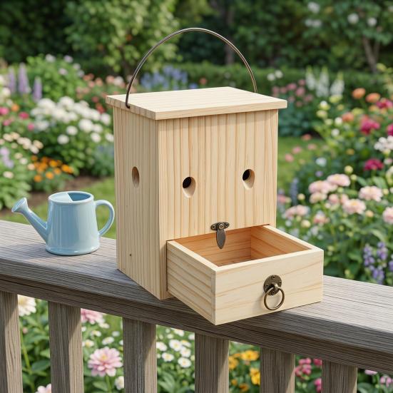 Carpenter Bee Trap for Outside Hanging Bee Trap Eco-Friendly Wooden Bee Trap for Safe Outdoor Wasp Control