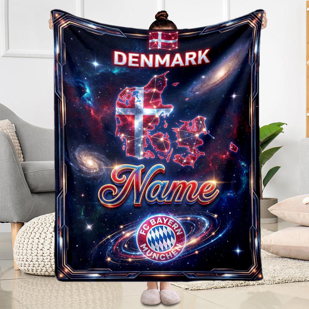 Denmark Football Dreams Customize Your Name Blanket Gift Customizable Blanket Durable Comfort Versatile for Couch Sofa Chair Office