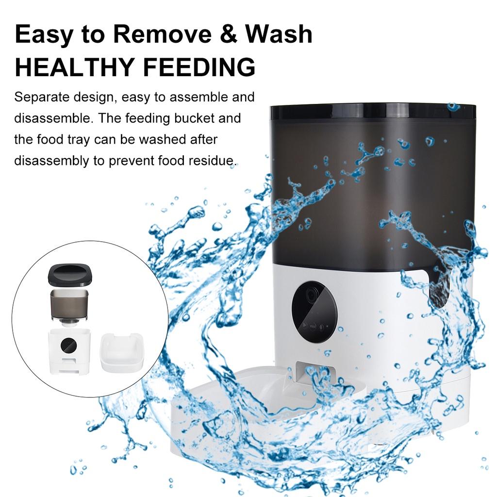 6L Food Dispenser Smart Automatic Visible Cover Pet Dog Cat Remote Control APP Timer Pet Feeder [Video/WiFi/Button Version]