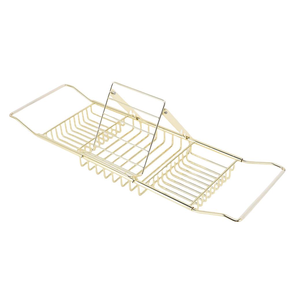 Duschwannenablage Edelstahl Ausziehbar Über die Badewanne Gestell mit Handyhalterung für Seife Shampoo Badekugeln Gold